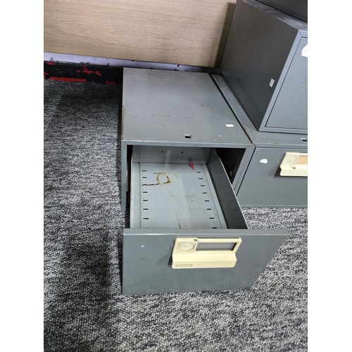 112 - A collection of 5x metal filing boxes, 3 being A4 size the other in A5 size. Largest box has a heigh... 