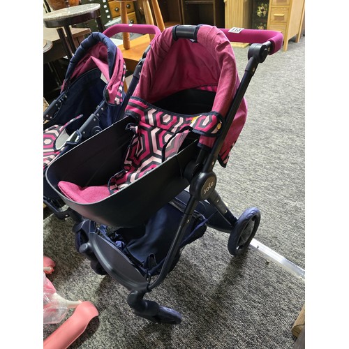 113 - 2x Joie dolls prams, appear unused along with a Zapf creations remote control baby walker.