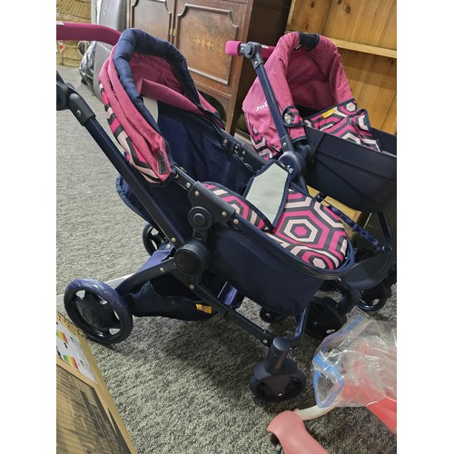 113 - 2x Joie dolls prams, appear unused along with a Zapf creations remote control baby walker.