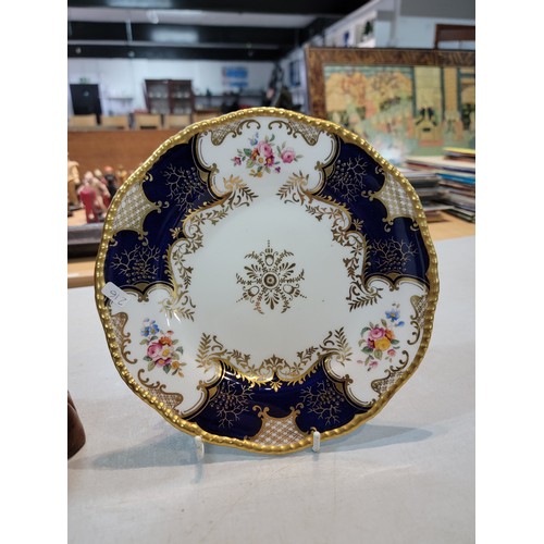 214 - 2x good quality gilt rimmed hand painted Coalport plates in good order with no chips or cracks along... 