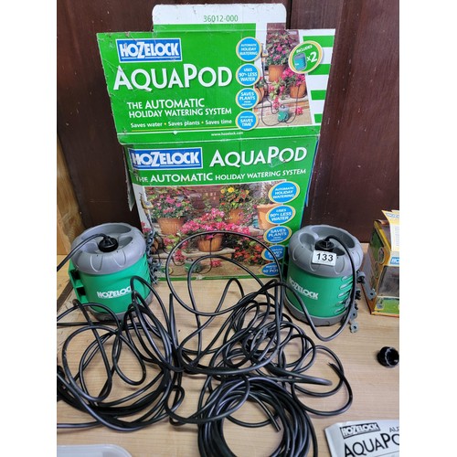 133 - Hozelock Aqua Pod automatic watering system, for self watering when away consists of 3x pods large q... 