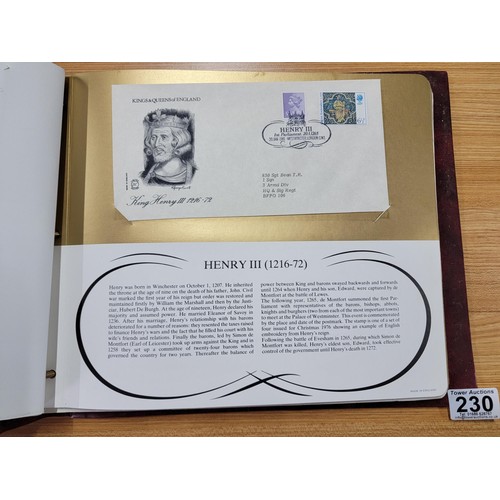 230 - A first day cover stamp album titled  Kings & Queens of England The Summer Collection, nicely presen... 