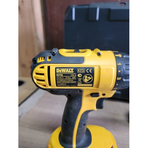 153 - 2x cased DeWalt cordless hammer drills with 2x spare batteries and 1x charge that fits both along wi... 