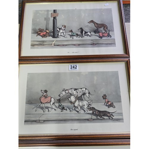 242 - Series of three framed and glazed comical dog prints by Boris O'Klein each one is titled sex appeal,... 