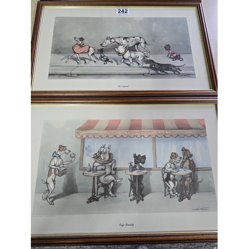 242 - Series of three framed and glazed comical dog prints by Boris O'Klein each one is titled sex appeal,... 