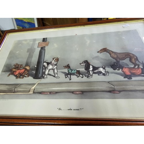 242 - Series of three framed and glazed comical dog prints by Boris O'Klein each one is titled sex appeal,... 