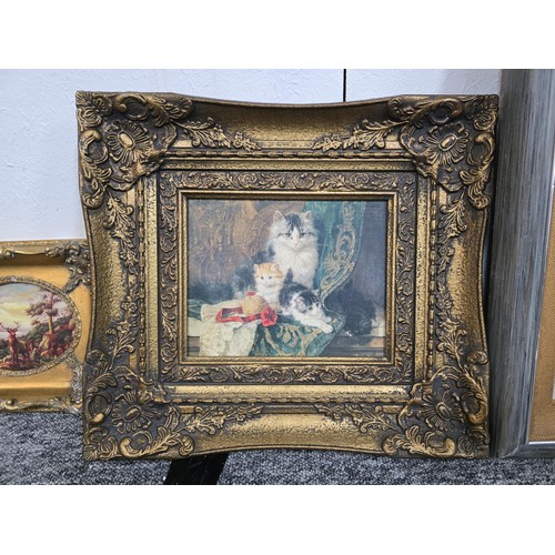 244 - A collection of 4 framed pictures to include a framed David Shepherd print, 3x ornate gilt framed pi... 