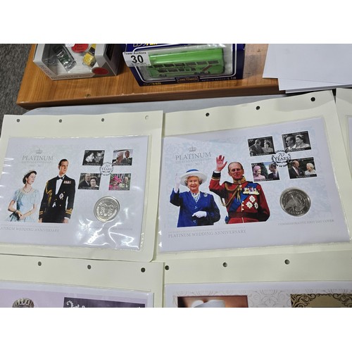 249 - A large collection of 19 commemorative coin stamped first day covers to include 6 relating to the pl... 