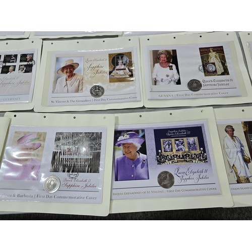 249 - A large collection of 19 commemorative coin stamped first day covers to include 6 relating to the pl... 