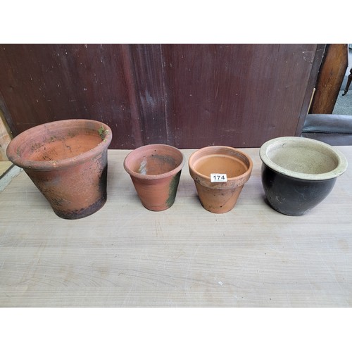 174 - 4x good quality planters 3 which are named along with a stone ware drainage pipes to inc a stoneware... 