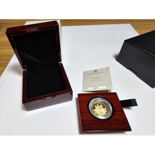 343 - The Royal mint Britannia 2023 UK 1/4 Oz (7.80g) gold proof coin £25 with King Charles III head, stru... 