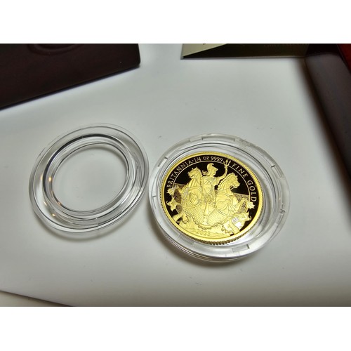 343 - The Royal mint Britannia 2023 UK 1/4 Oz (7.80g) gold proof coin £25 with King Charles III head, stru... 