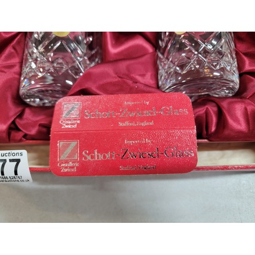 377 - Box of 6 cut glass genuine lead crystal German glasses in a fitted box imported by Schott-Zwiesel Gl... 