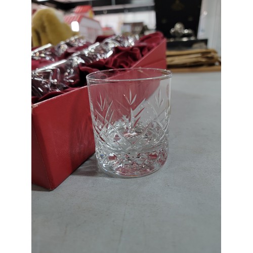 377 - Box of 6 cut glass genuine lead crystal German glasses in a fitted box imported by Schott-Zwiesel Gl... 