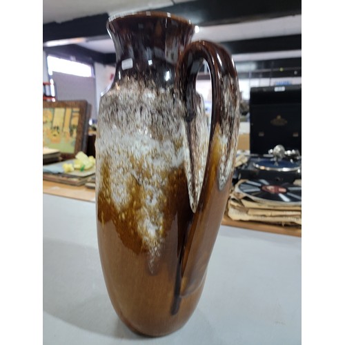 384 - Large West German brown lava glazed pitcher of large proportions in good condition with no chips or ... 