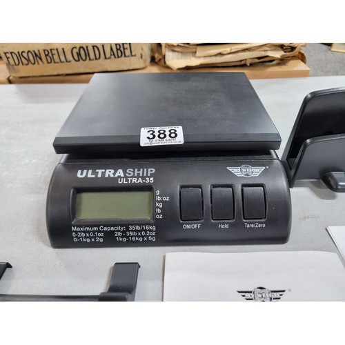 388 - UltraShip digital scales for postage, model ultra-35 has a weighing capacity of 16kg, complete with ... 