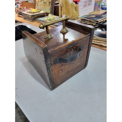 391 - Antique oak coal box with metal lining in good overall condition with carved flower to the front and... 