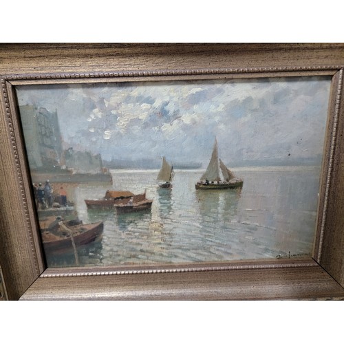 398 - Pair of good quality vintage gilt framed Angelo Cannone (1899 - 1992) oil on board scenes depicting ... 