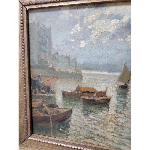 398 - Pair of good quality vintage gilt framed Angelo Cannone (1899 - 1992) oil on board scenes depicting ... 