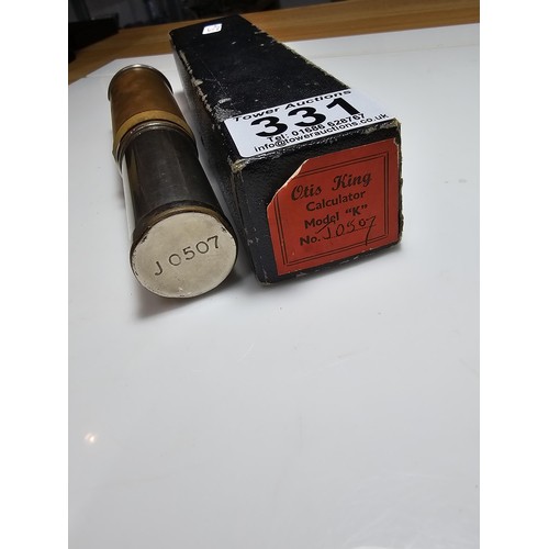 331 - An Otis Kings cylindrical calculator complete with its original box, model K, number J0507, in good ... 