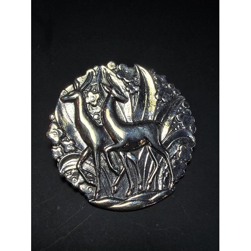 271 - A good quality vintage Danish sterling silver brooch with an art Nouveau design with a scene featuri... 