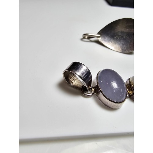 288 - 2x good quality unused 925 silver gemstone pendants, 1 is inset with a chalcedony pearl and amethyst... 