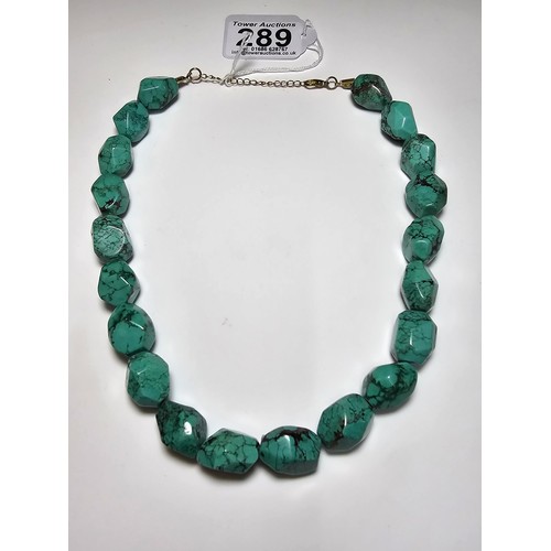 289 - An impressive turquoise necklace featuring large faceted natural turquoise beads. Each bead presents... 