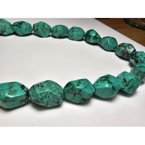 289 - An impressive turquoise necklace featuring large faceted natural turquoise beads. Each bead presents... 