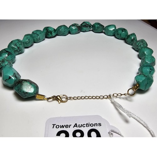 289 - An impressive turquoise necklace featuring large faceted natural turquoise beads. Each bead presents... 