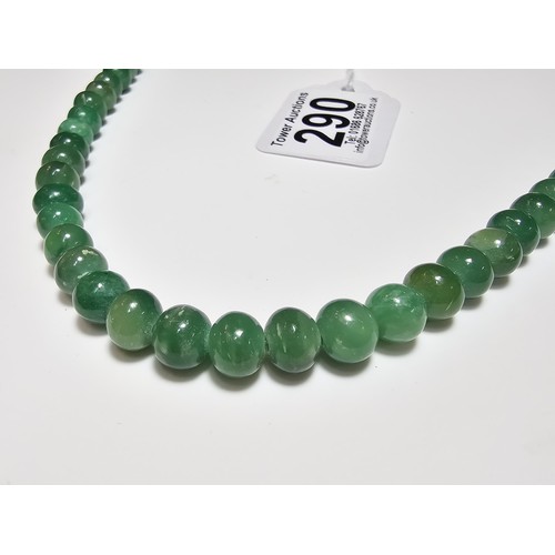 290 - A good quality natural aventurine beaded necklace presenting natural aventurine stones all the way a... 