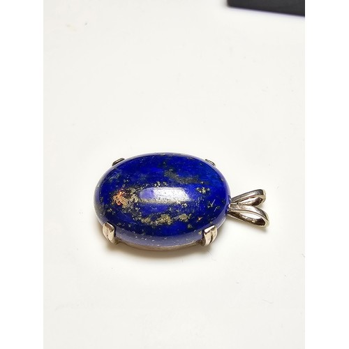 295 - 2x pretty 925 silver semi precious stone pendants 1 is inset with a large oval blue lapis lazuli fea... 