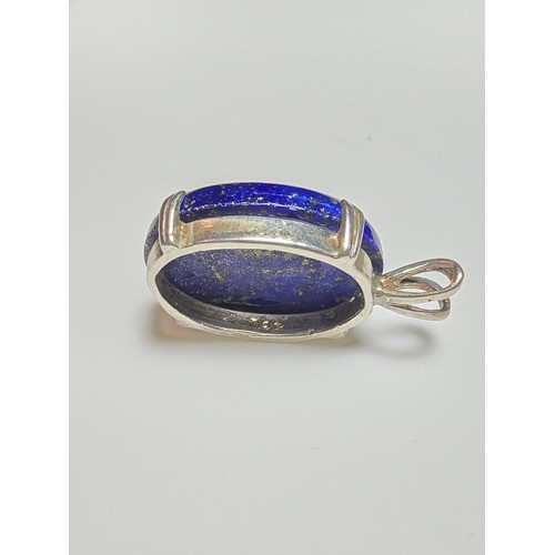 295 - 2x pretty 925 silver semi precious stone pendants 1 is inset with a large oval blue lapis lazuli fea... 