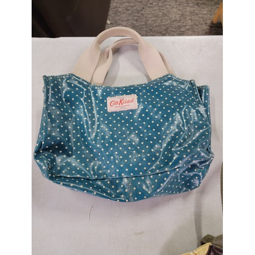 443 - 2x Cath Kidston handbags inc a British Patriotic design bag, a blue and white polka dot bag along wi... 