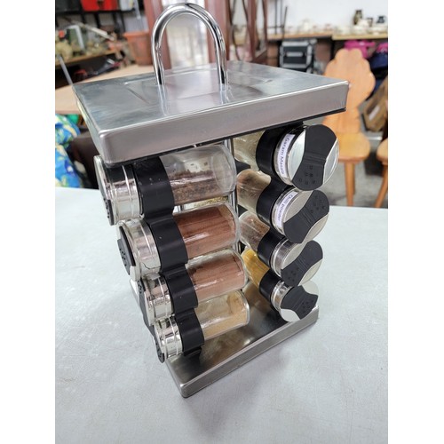 457 - Stellar knife block set containing 5x knife Sabatier set along with a chrome spice rack containing 1... 