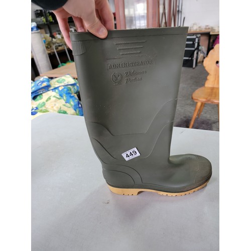 449 - Pair of as new administrator wellington boots - size 9 in overall good condition