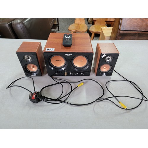 453 - Hipoint Multi-media speaker system model SPH-9203 inc double speaker and 2x matching single speakers... 