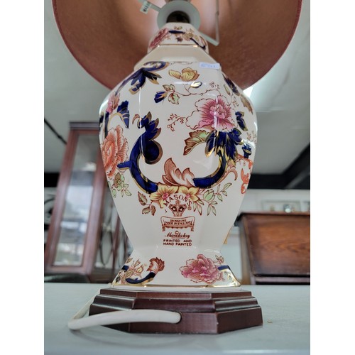 459 - Good quality Masons Mandalay hand painted ceramic lamp complete with shade and plug in overall good ... 