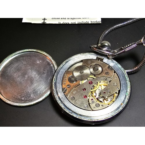 309 - A good quality vintage unused Sekonda chrome pocket watch with an 18