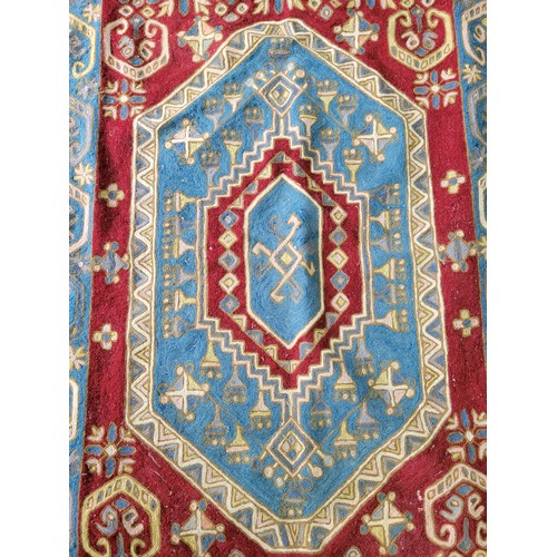 470 - Well made hand crafted Indian rug displaying vibrant colours with a lined back in good order with no... 