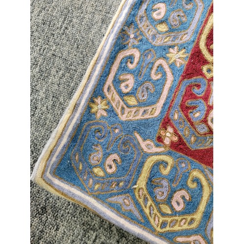 470 - Well made hand crafted Indian rug displaying vibrant colours with a lined back in good order with no... 