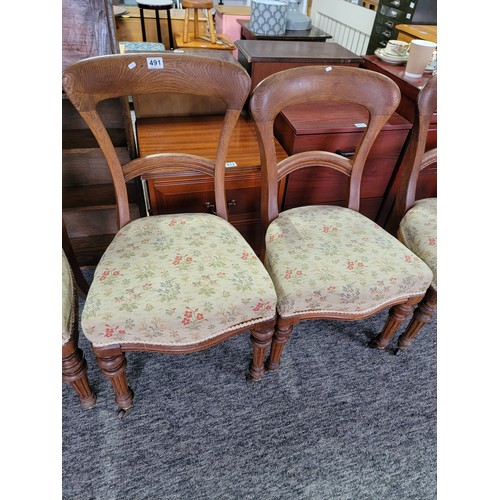 491 - 6x good quality regency style chairs by Lamb of Manchester made of solid oak upholstered with floral... 