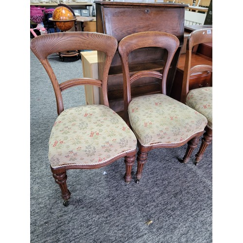 491 - 6x good quality regency style chairs by Lamb of Manchester made of solid oak upholstered with floral... 