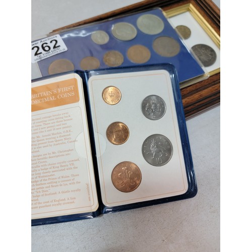 262 - A collection of 3 coin sets to include a set of British coins all from 1940 which includes 5 coins w... 