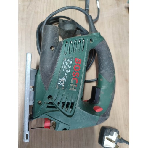 152A - Box containing a quantity of Bosch power tools inc Planer PHO16-82, Jigsaw with SDS blade change PST... 