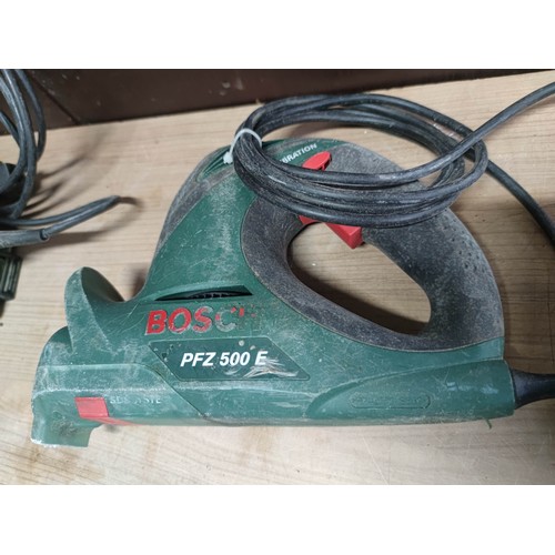 152A - Box containing a quantity of Bosch power tools inc Planer PHO16-82, Jigsaw with SDS blade change PST... 