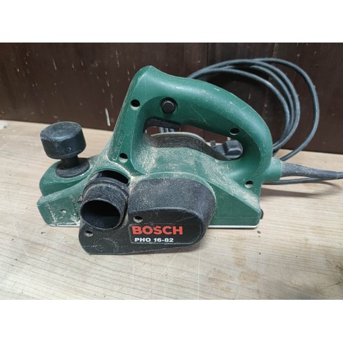 152A - Box containing a quantity of Bosch power tools inc Planer PHO16-82, Jigsaw with SDS blade change PST... 