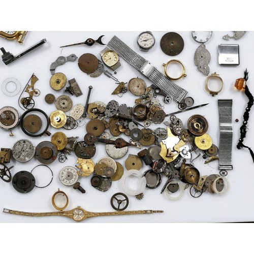 267C - Large quantity of various mechanical watch parts and some watch movements with dials. Please study t... 