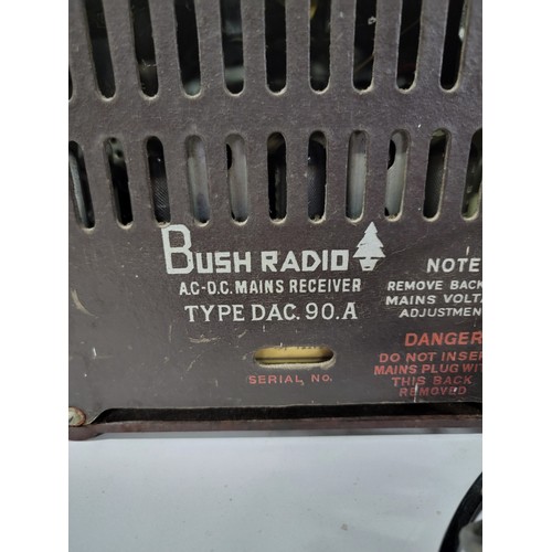 6 - A vintage Bakelite Bush Radio DAC 90.A. in overall good condition, plug has been removed but has pow... 