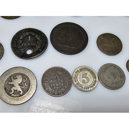 322 - Good collection of antique coins to include many British silver coins, world silver coins & other co... 