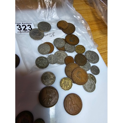 323 - Selection of organized antique British coins covering various reigns which includes 2x good conditio... 